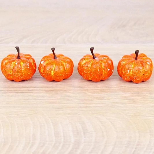 Dark Orange Miniature Artificial Pumpkins - 1-1/4" Inch - Fall & Halloween Crafts