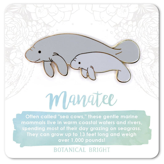 Manatee Enamel Pin - Gold Plated Nature Jewelry - Sea Life & Ocean Brooch
