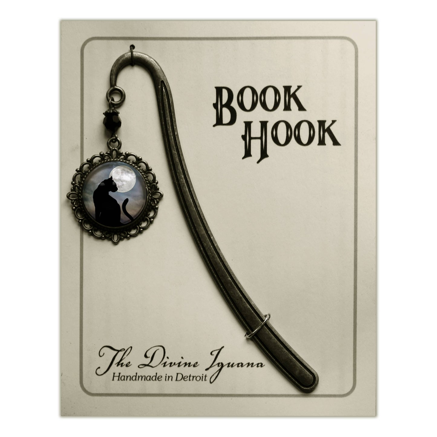 Black Cat Bookmark - Full Moon - Goth - Halloween - Bronze