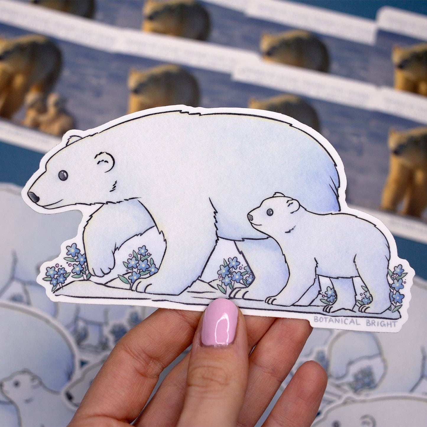 Polar Bear with Cub Sticker - Waterproof Vinyl