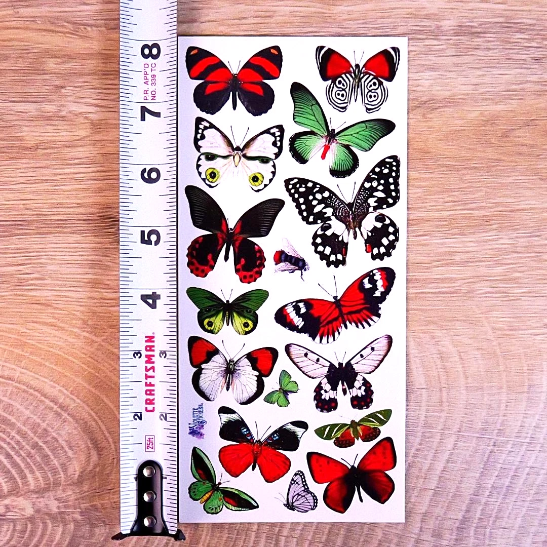 Holiday Butterflies Stickers - Christmas Colors Sticker Sheet