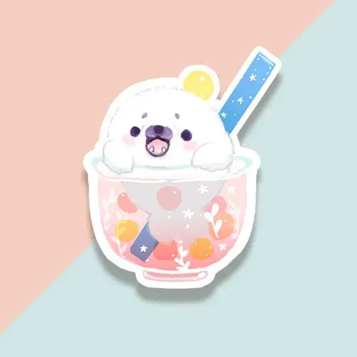 Seal Cub Pupper Sticker - Bobba Drink - Waterproof Vinyl