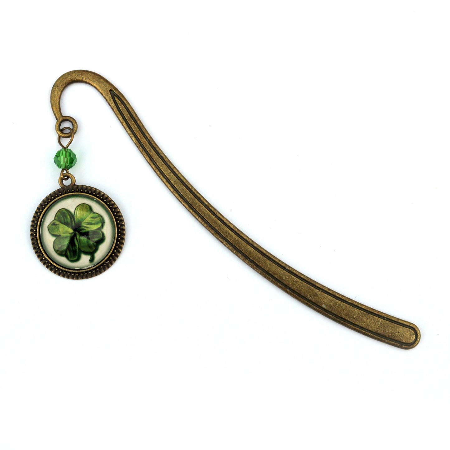 Shamrock Bookmark - Four Leaf Clover - Irish - Bronze and Glass