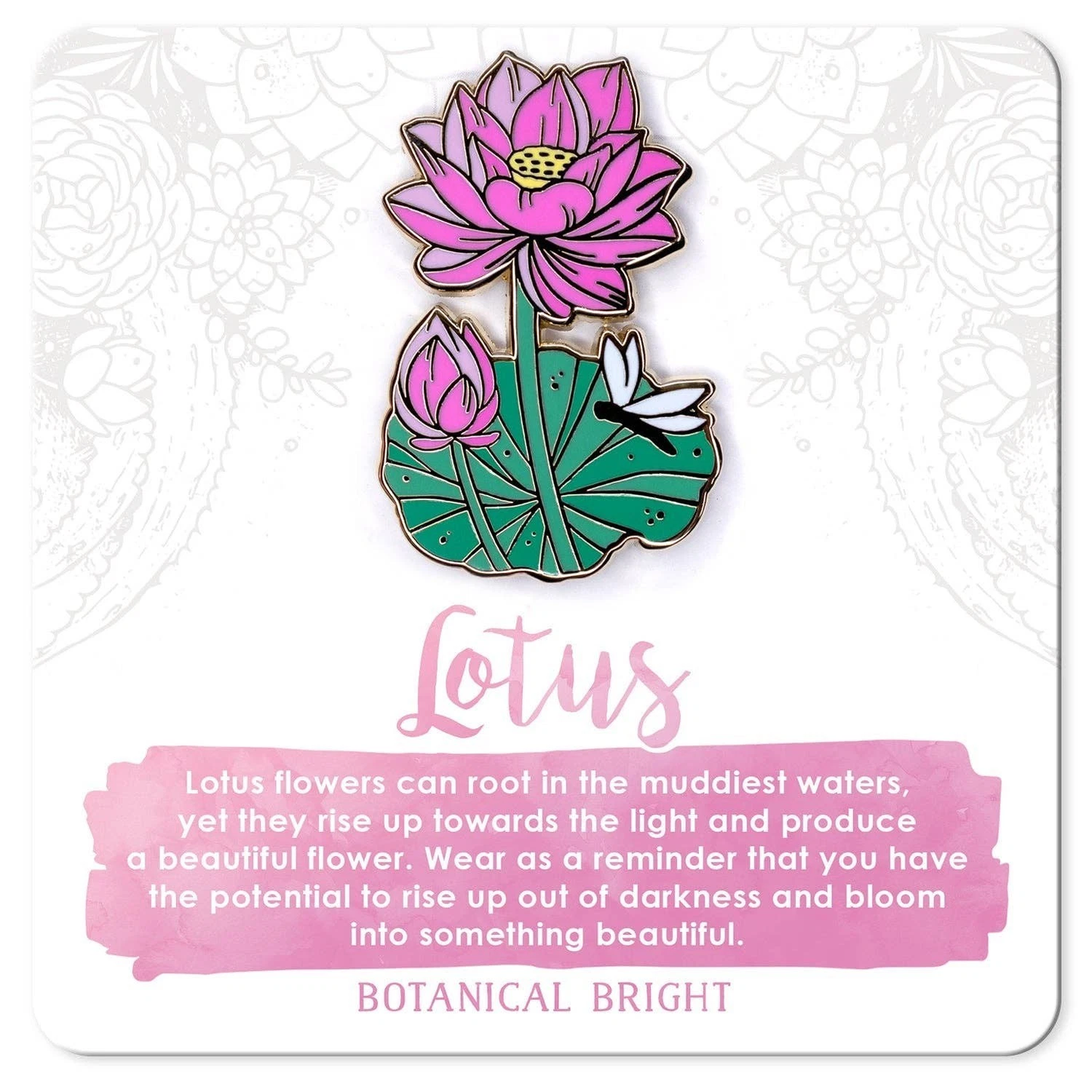 Lotus Flower Enamel Pin - Gold Plated Nature Jewelry - Floral Brooch