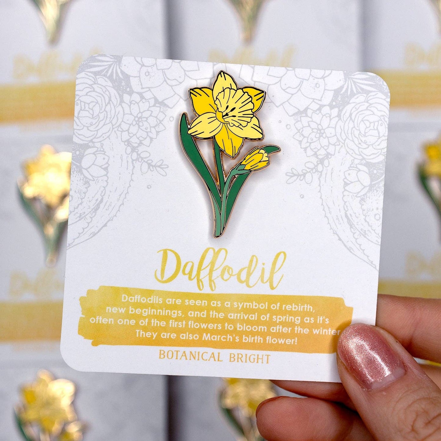 Daffodil Enamel Pin - Gold Plated Floral Nature Jewelry - Spring Flower Brooch