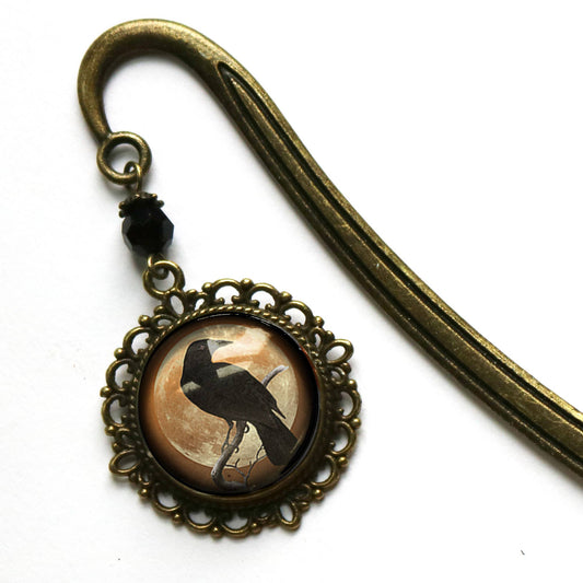 Orange Raven Bookmark - Crow - Goth - Halloween - Bronze