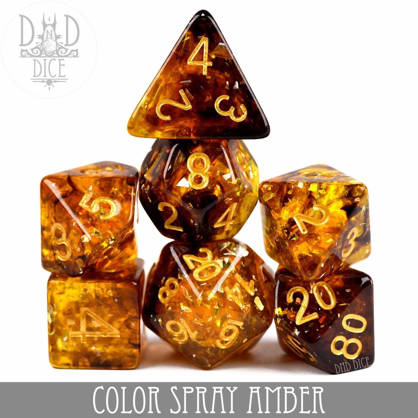 Dice Set - Color Spray Amber - 7 Resin Dice