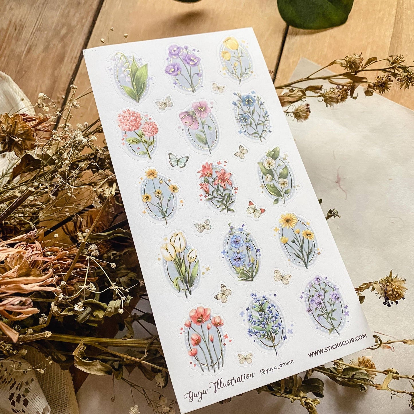 Floral Daydream - 1 Sticker Sheet for Stationary, Scrapbooks, & More