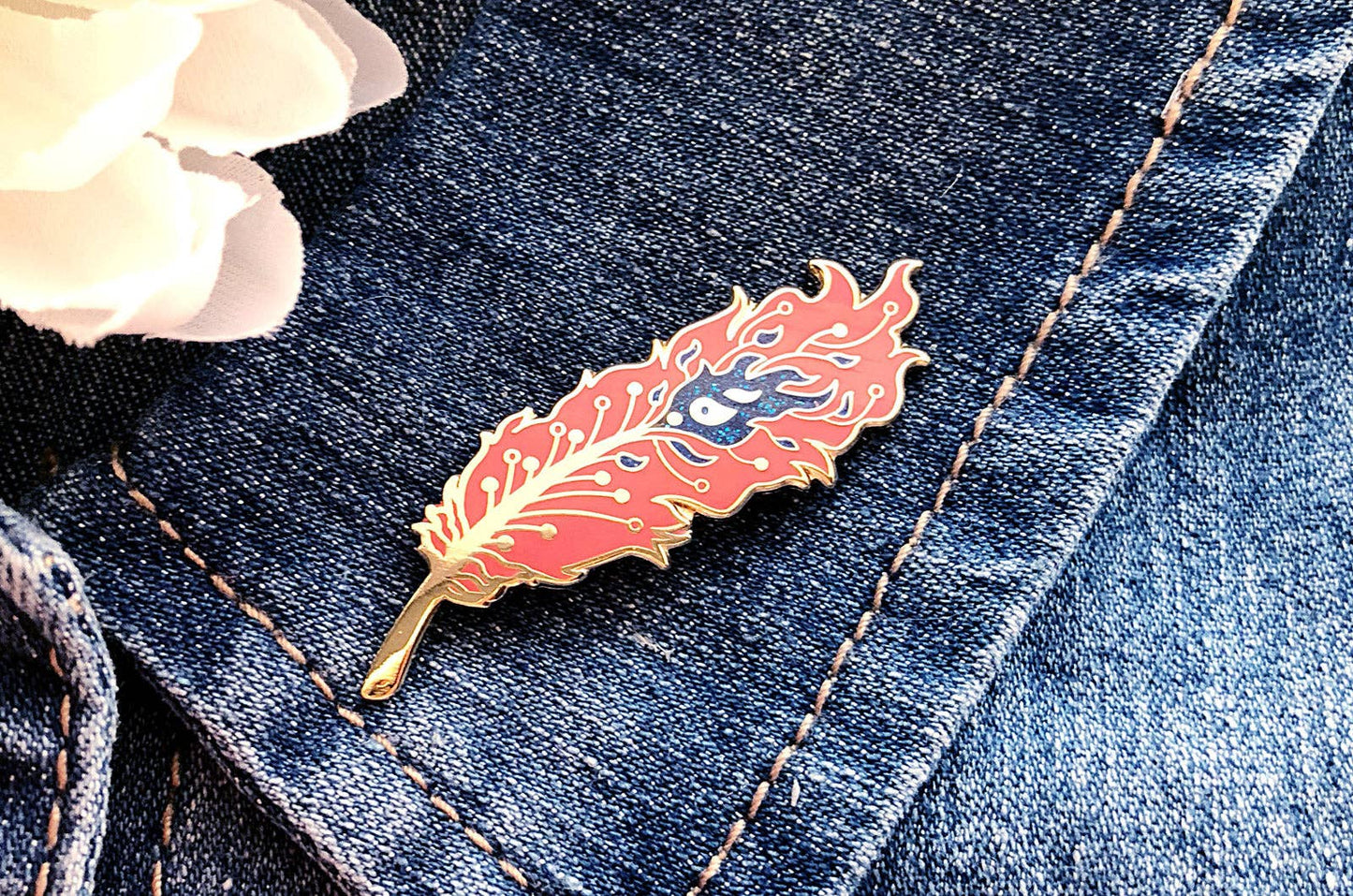 Phoenix Feather Pin - Gold Plated Base