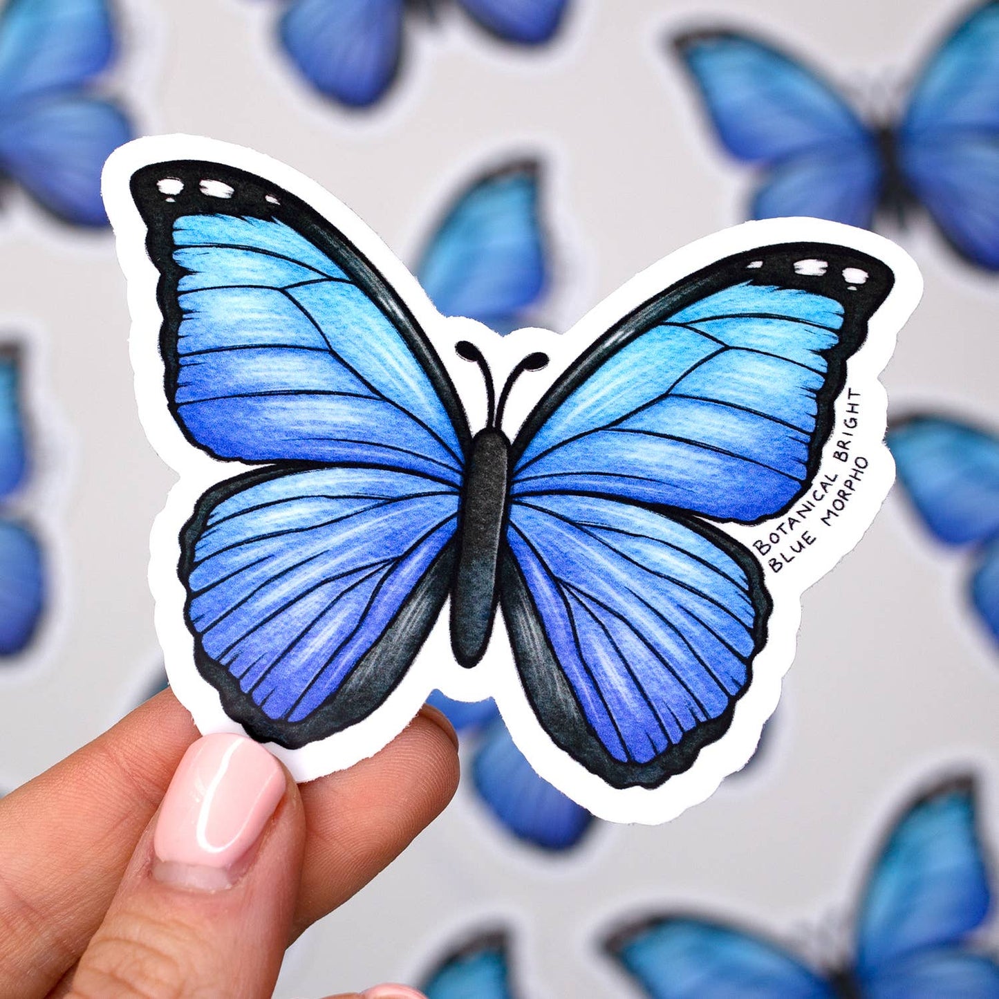 Blue Morpho Butterfly Sticker - Waterproof Vinyl