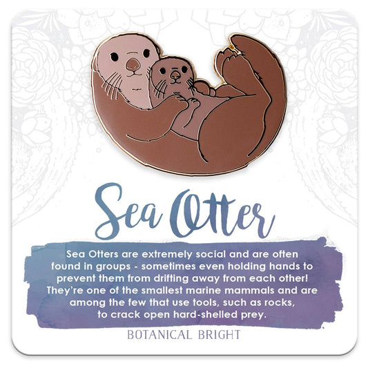 Sea Otter Enamel Pin - Gold Plated Wildlife Jewelry - Sea Life Brooch