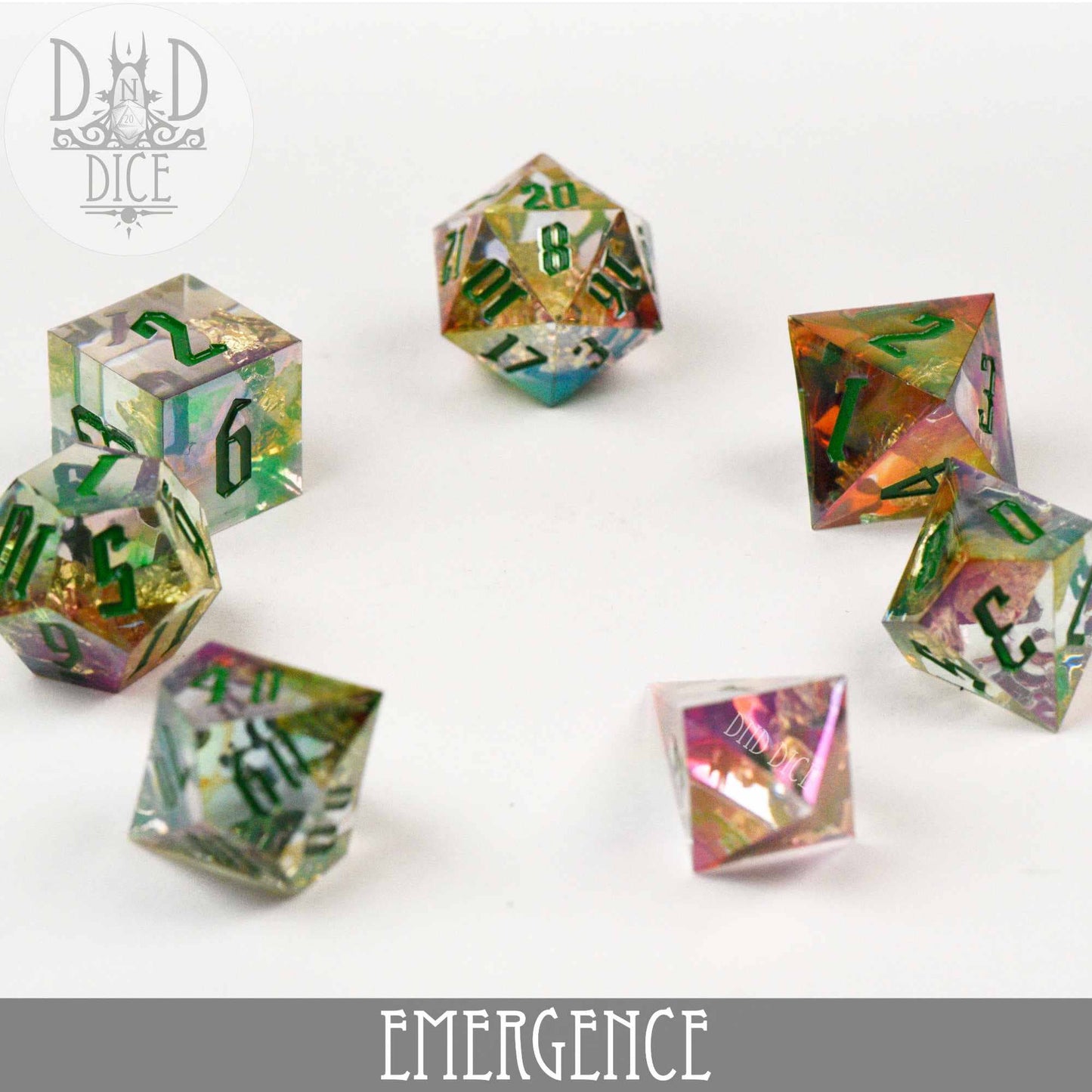 Dice Set - Emergence - Handmade - 7 Resin Dice