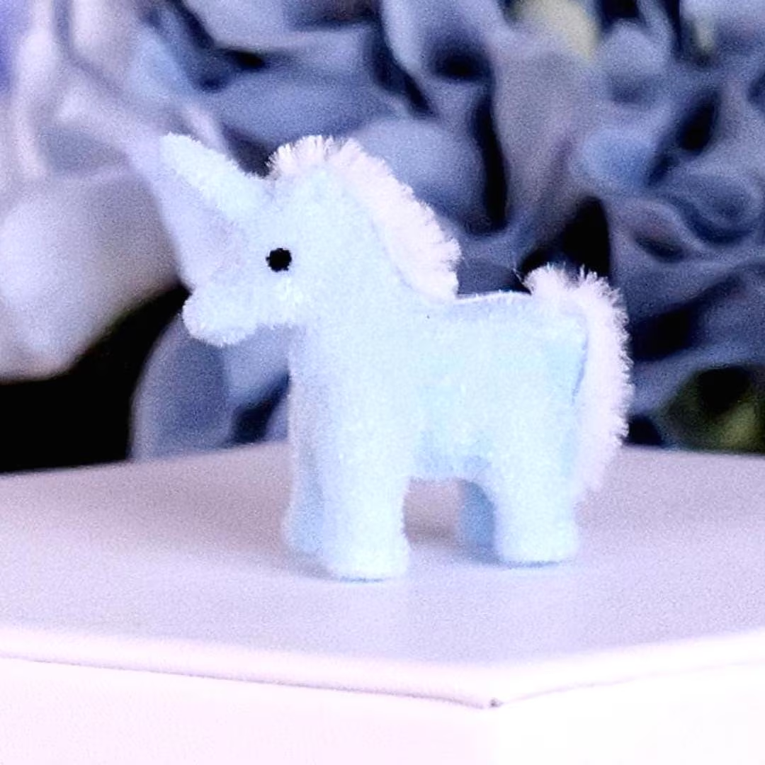 Miniature Flocked Unicorn Figurine - Mini Unicorn Figurines - Crafts, Dioramas, & Displays