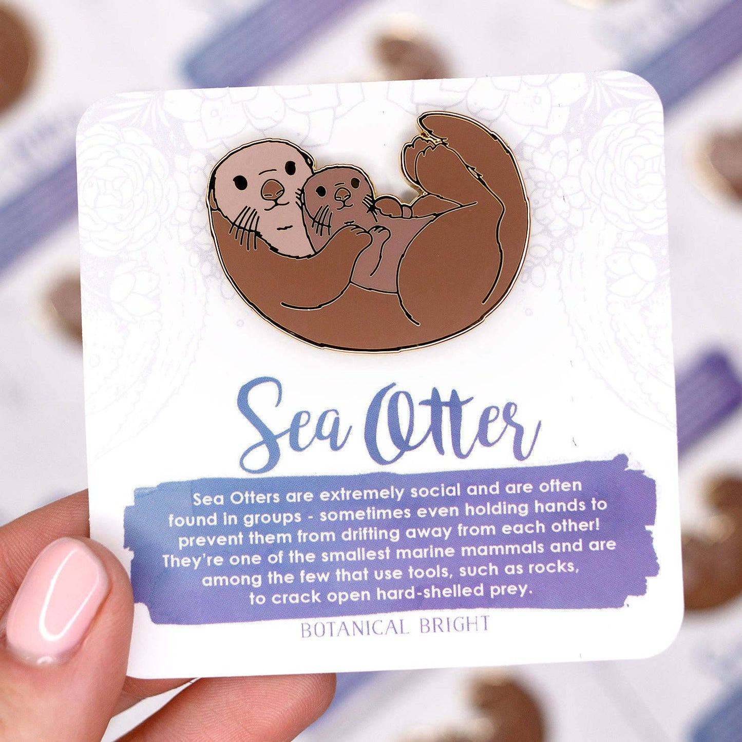Sea Otter Enamel Pin - Gold Plated Wildlife Jewelry - Sea Life Brooch