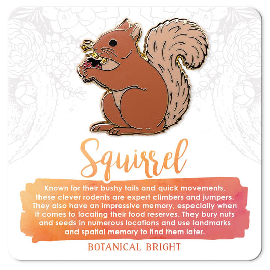 Squirrel with Strawberry Enamel Pin - Gold Plated Nature Jewelry