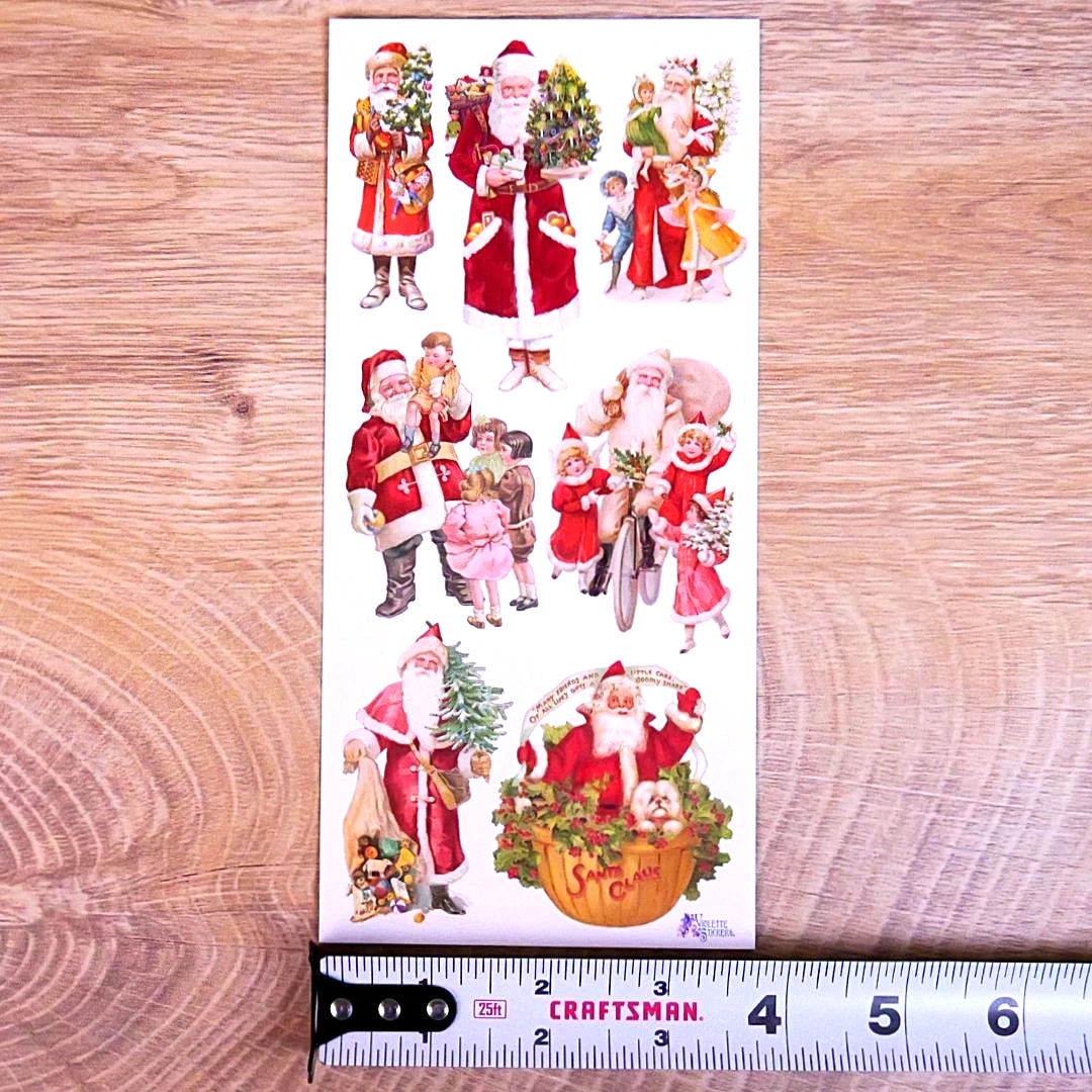 Christmas Santa Claus Stickers - Victorian Holiday Sticker Sheet