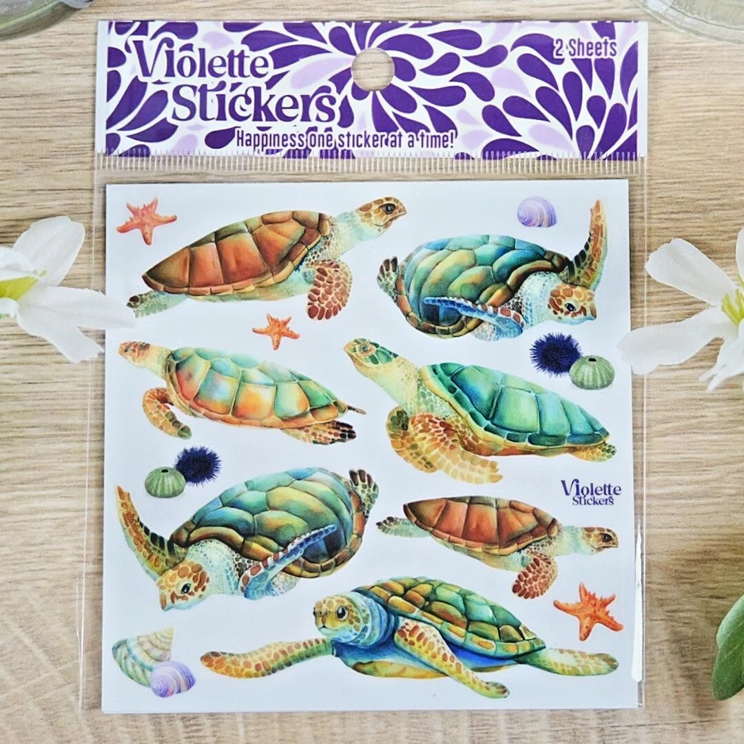 Sea Turtle Stickers - 2 Sea Life & Ocean Sticker Sheets