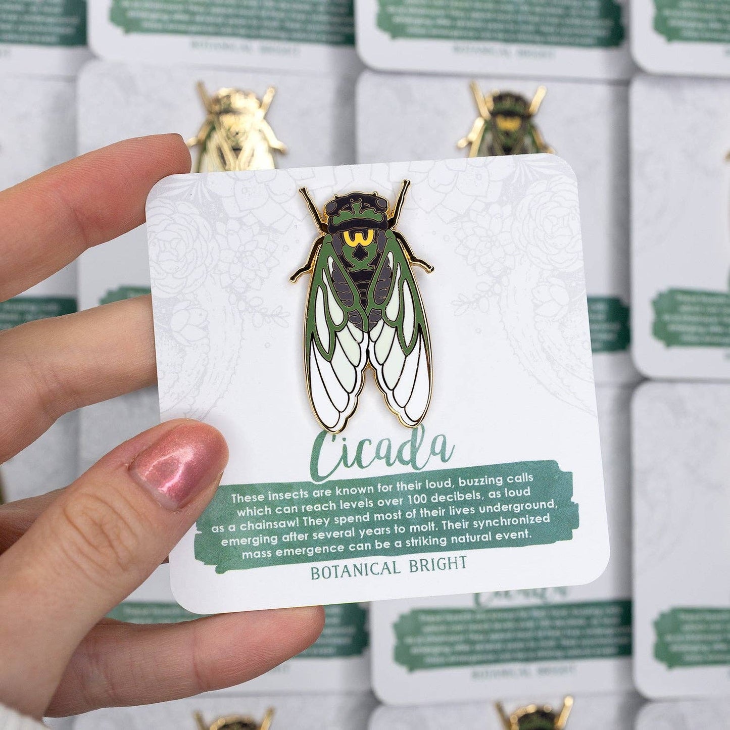 Cicada Enamel Pin - Gold Plated Nature Jewelry - Garden & Insect Brooch