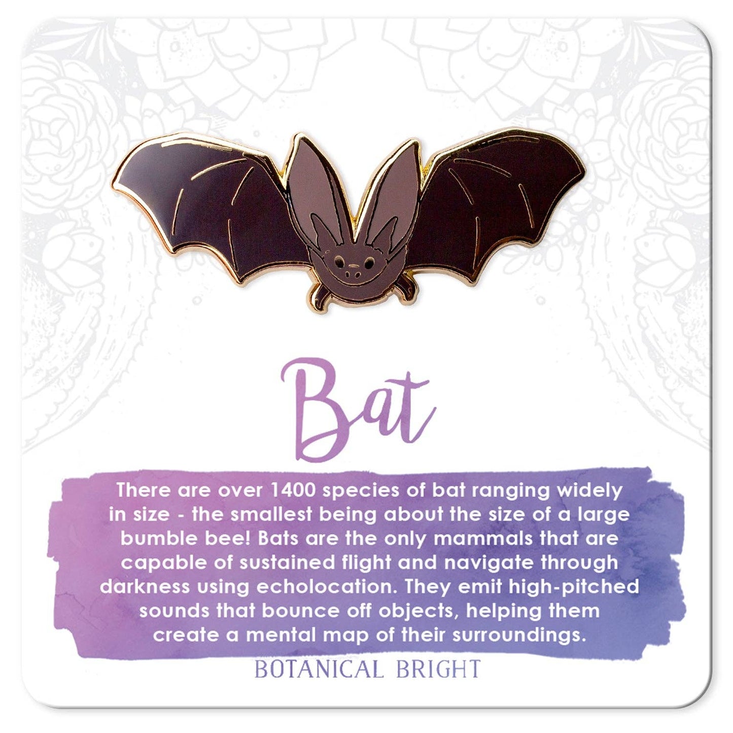Bat Animal Enamel Pin - Gold Plated Nature & Halloween Jewelry