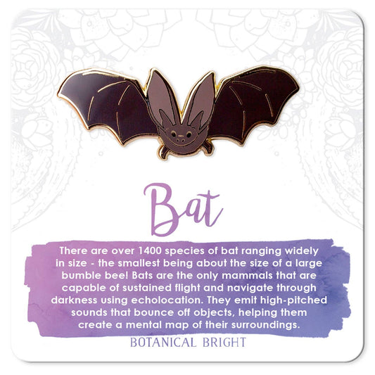 Bat Animal Enamel Pin - Gold Plated Nature & Halloween Jewelry