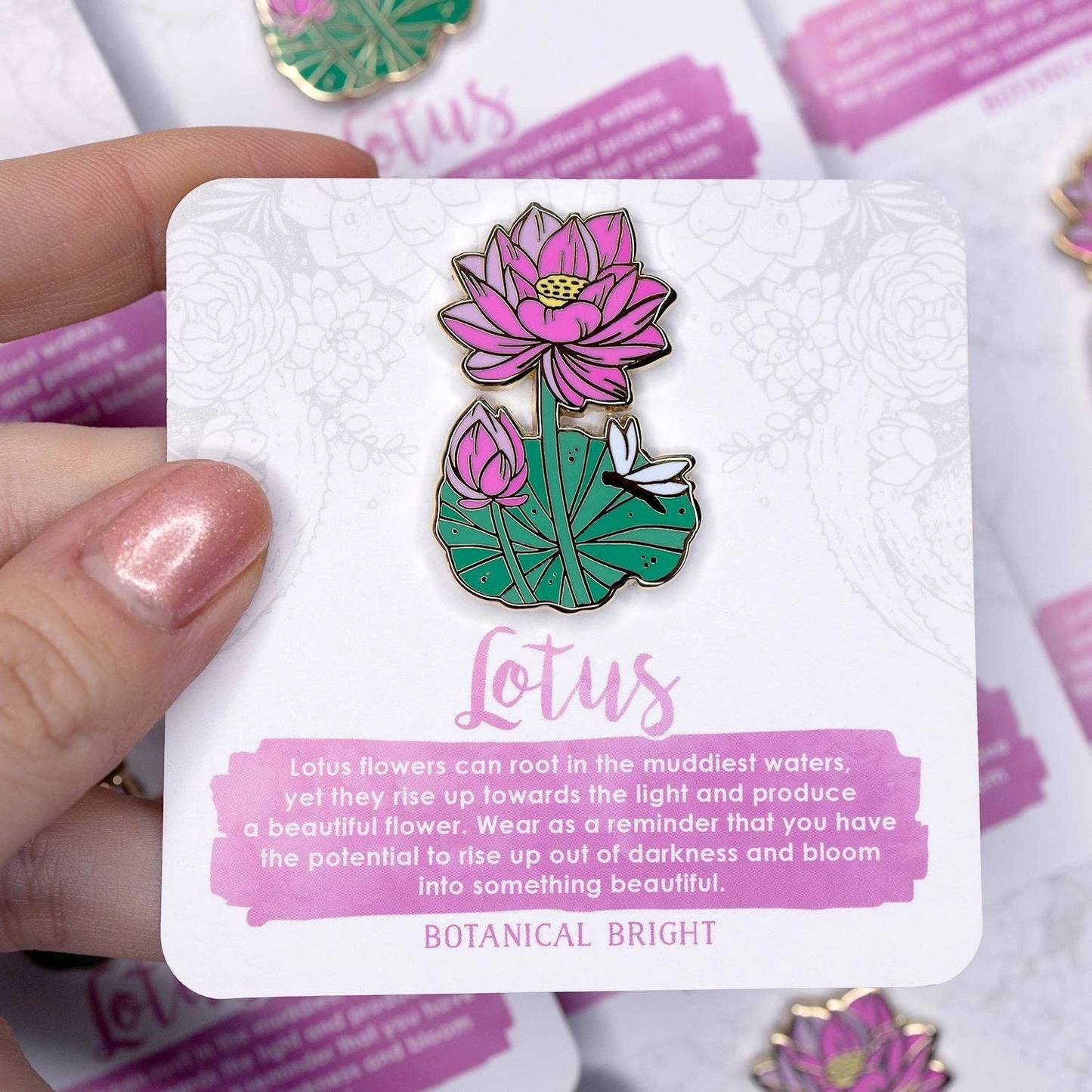 Lotus Flower Enamel Pin - Gold Plated Nature Jewelry - Floral Brooch
