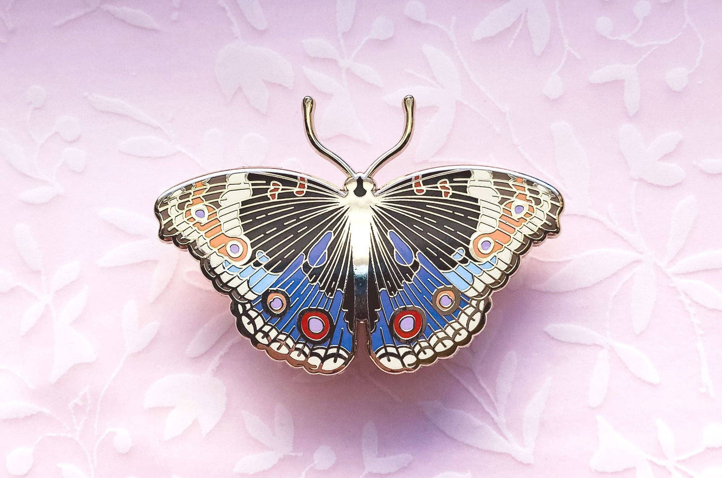 Blue Pansy Butterfly Enamel Pin