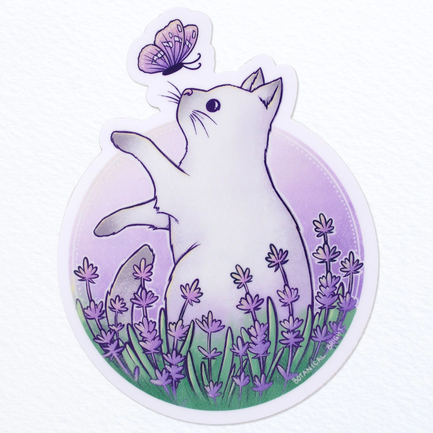 Lavender Cat Sticker - Waterproof Vinyl