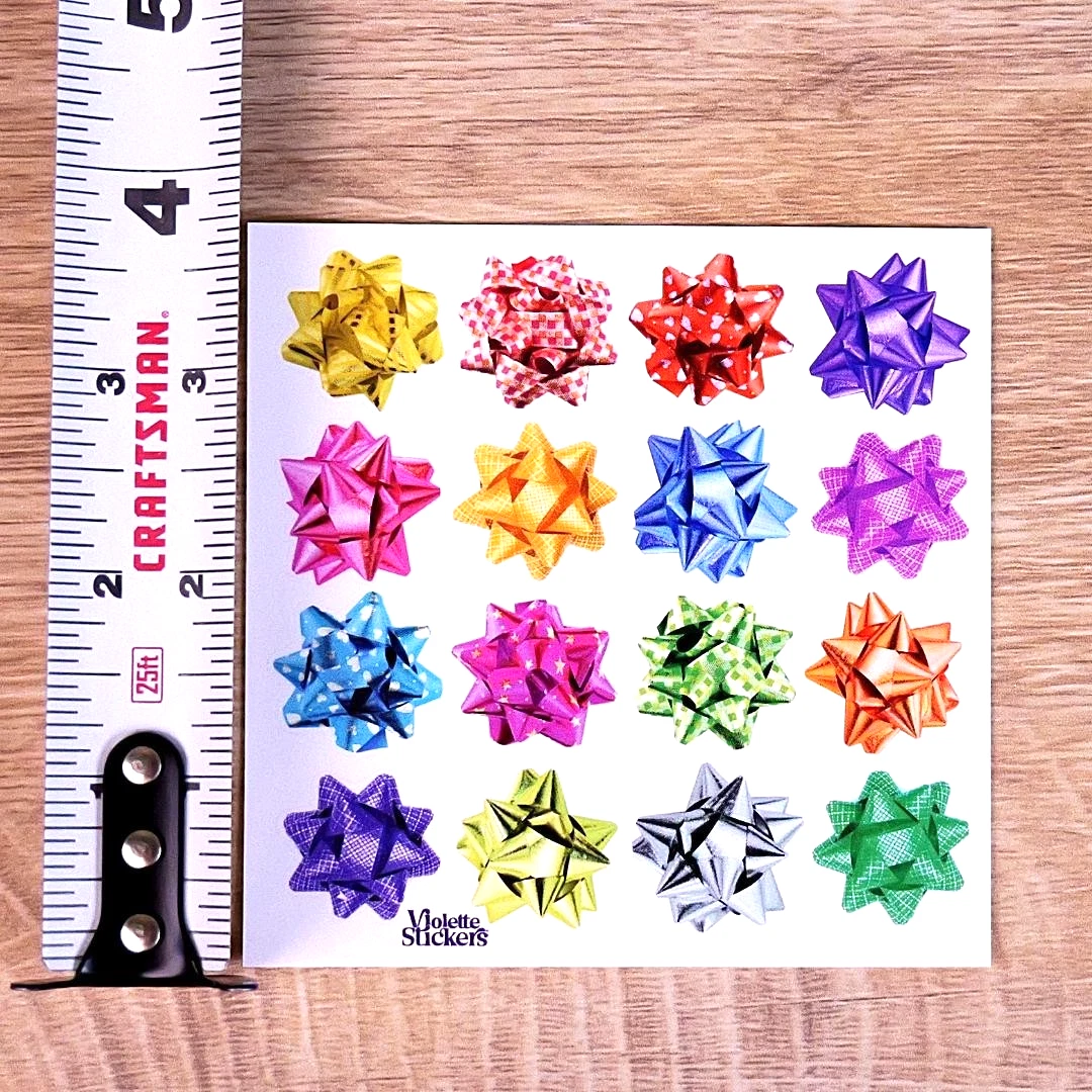 Present Bows Stickers - Realistic Gift Wrapping Sticker Sheets