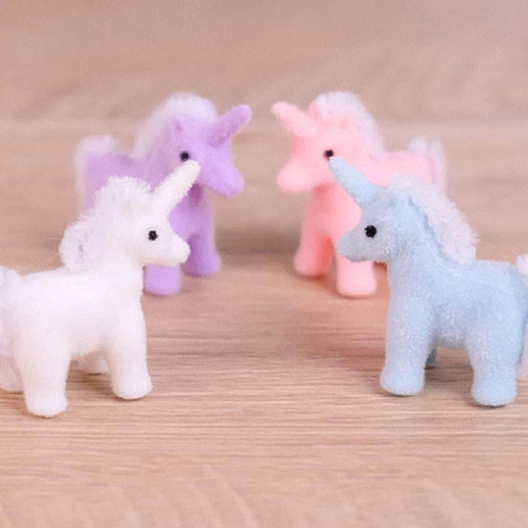 Miniature Flocked Unicorn Figurine - Mini Unicorn Figurines - Crafts, Dioramas, & Displays