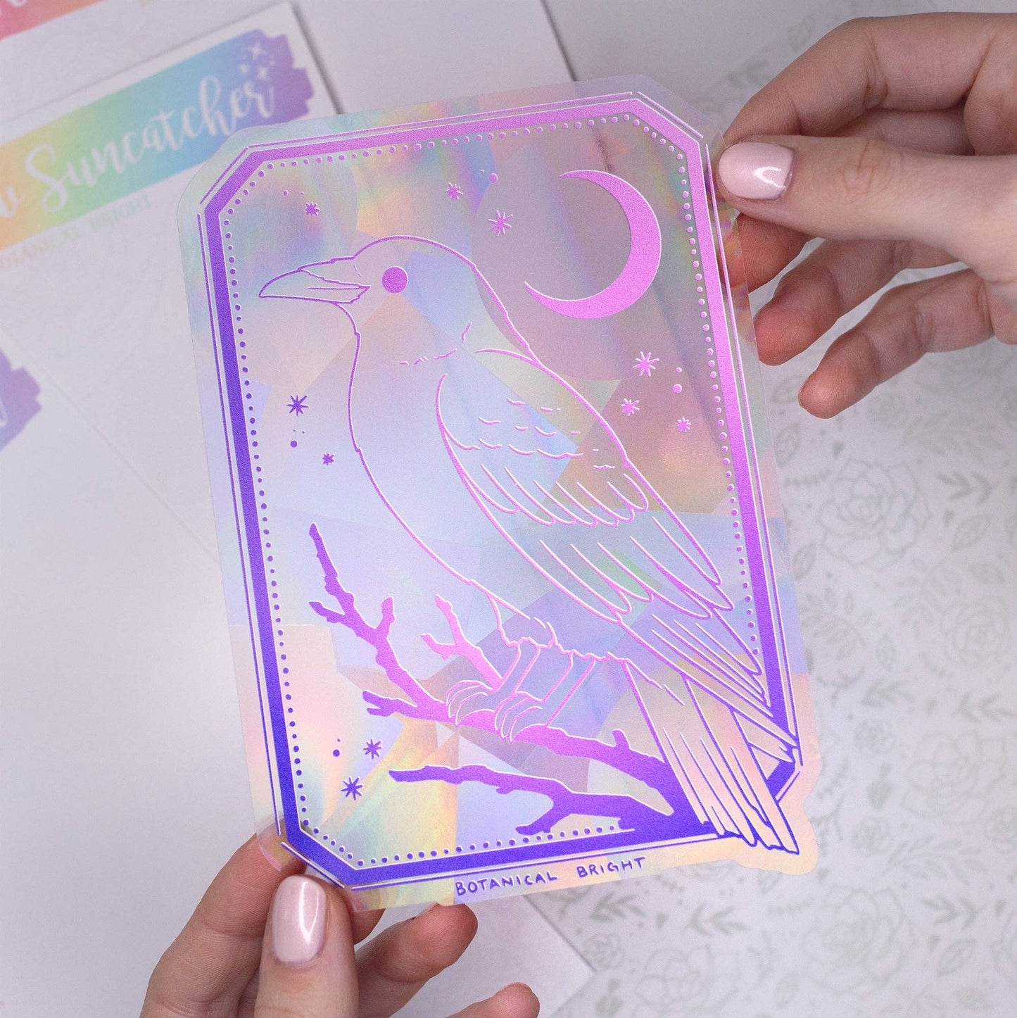 Raven Bird Sun Catcher Rainbow Maker Window Sticker - Indoor Window Decal