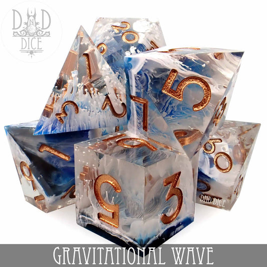 Dice Set - Gravitational Wave - Handmade - 7 Resin Dice