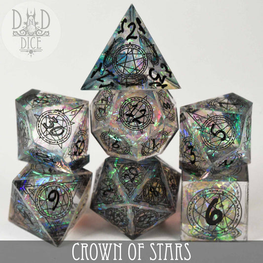 Dice Set - Crown of Stars - Handmade - 7 Resin Dice