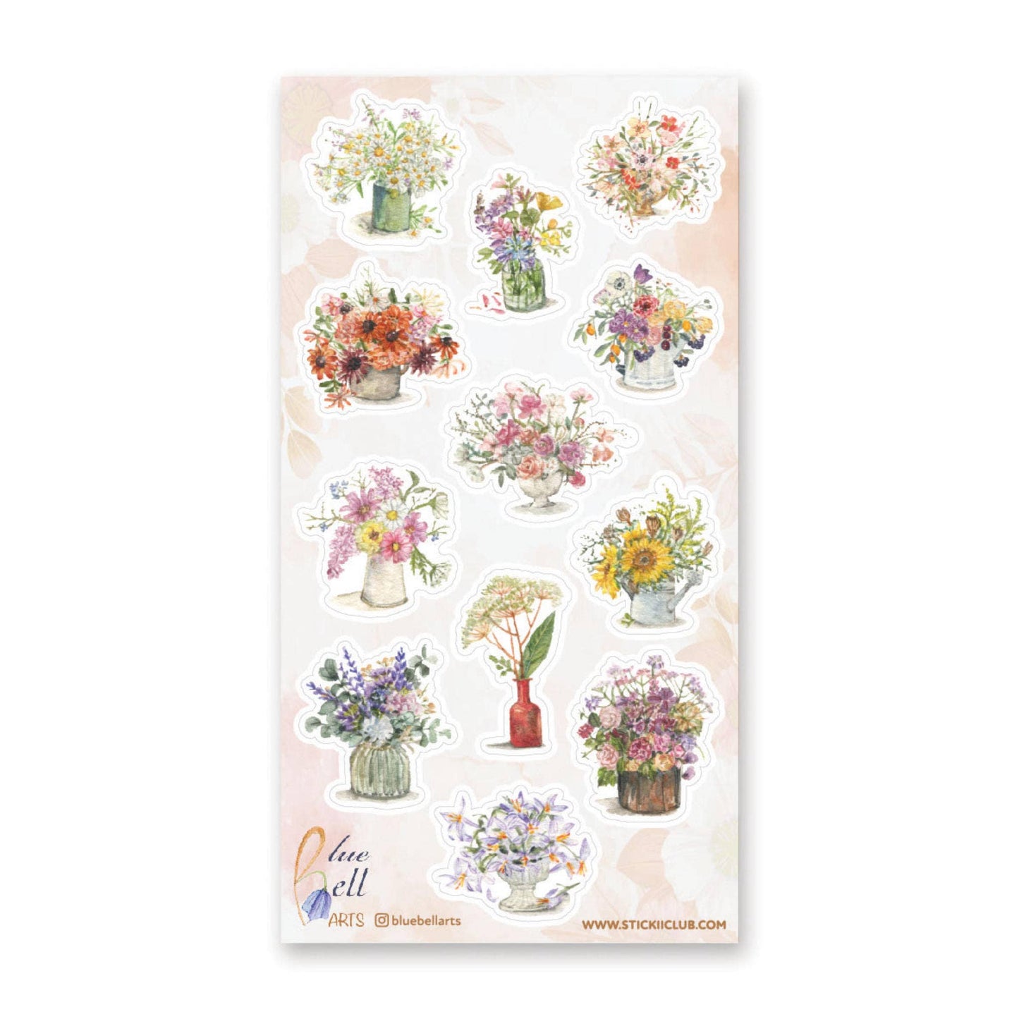 Watercolor Bouquets - Sticker Sheet - Flowers - Scrapbook - Diary - Planner