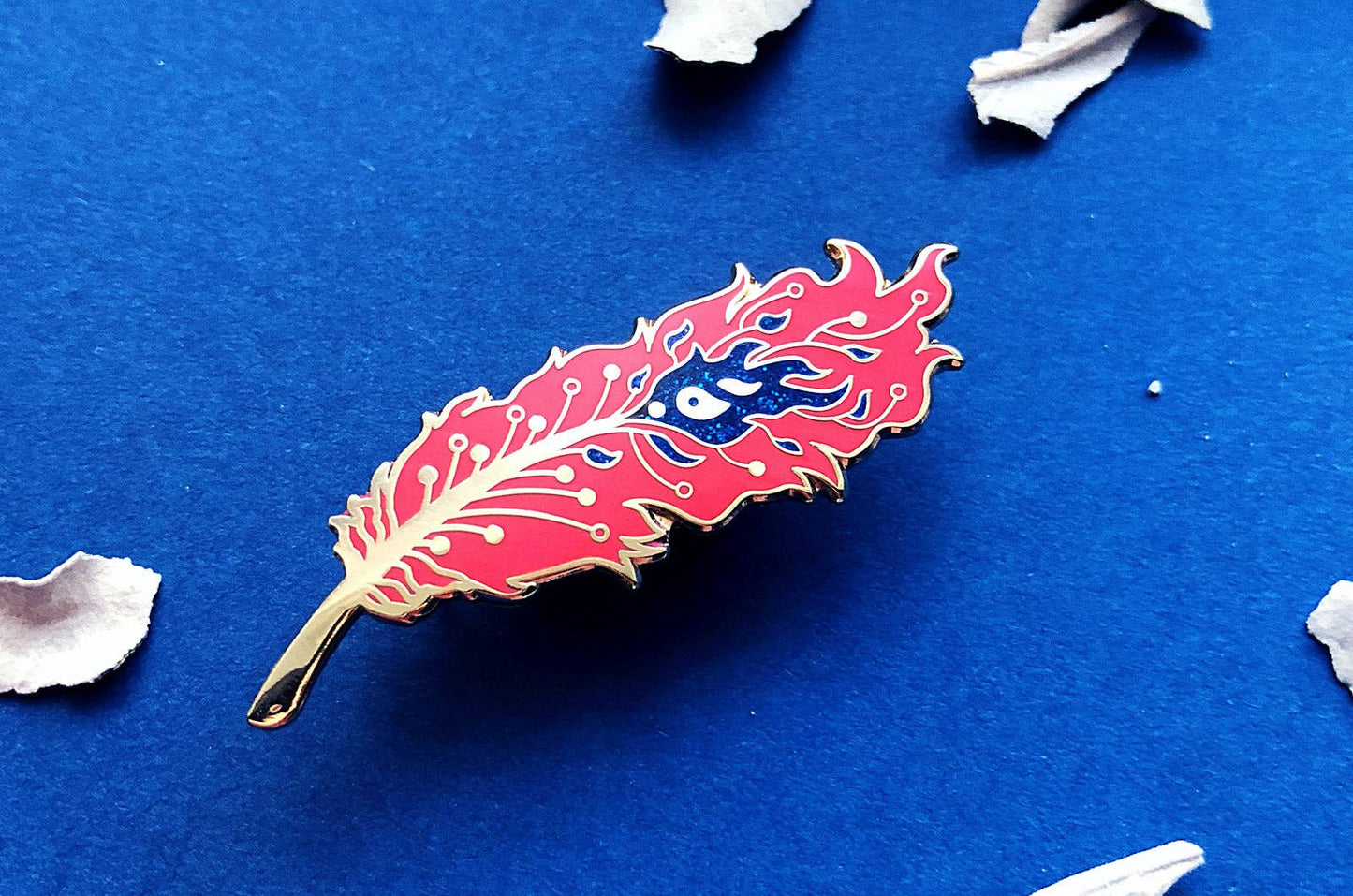 Phoenix Feather Pin - Gold Plated Base