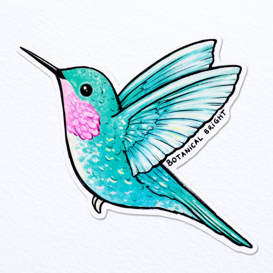 Hummingbird Sticker - Waterproof Vinyl - Holographic Details