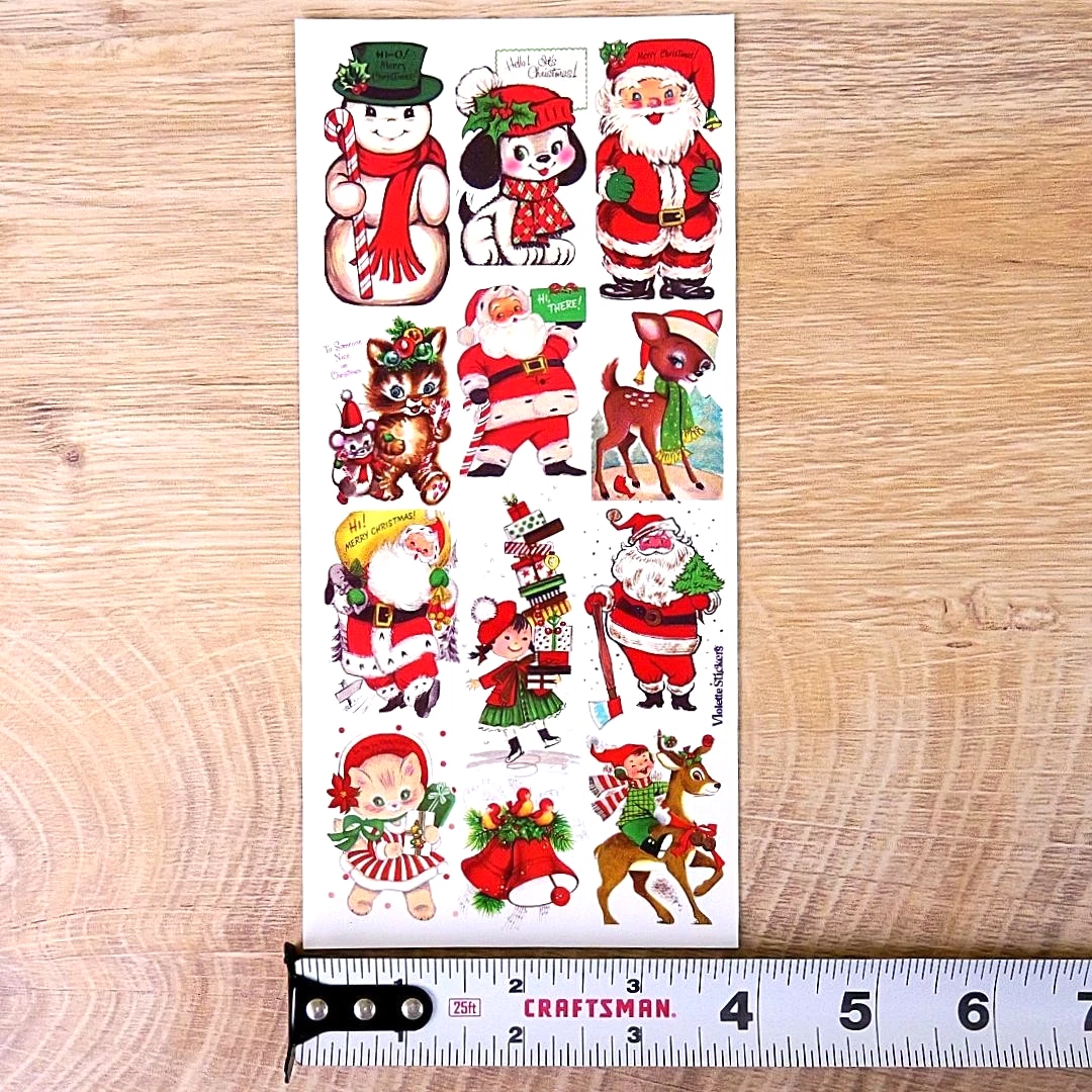 Christmas Stickers - Vintage 1950's Holiday Greeting Sticker Sheets