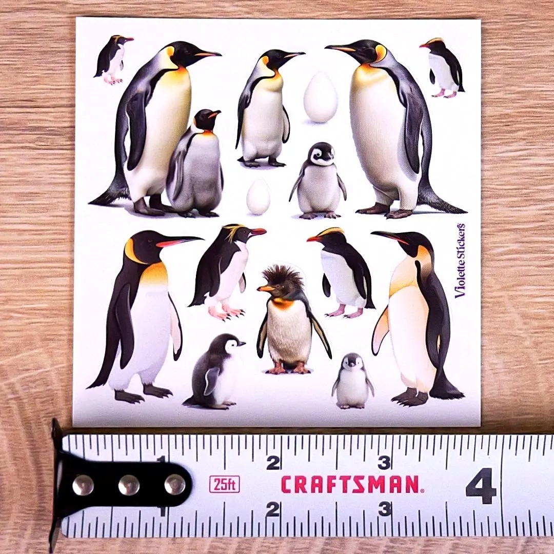 Penguin Stickers - Arctic Animal Sticker Sheet - Winter Crafts & Scrapbooks