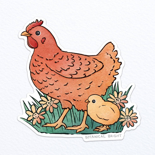 Chicken & Chick Bird Sticker - Waterproof Vinyl