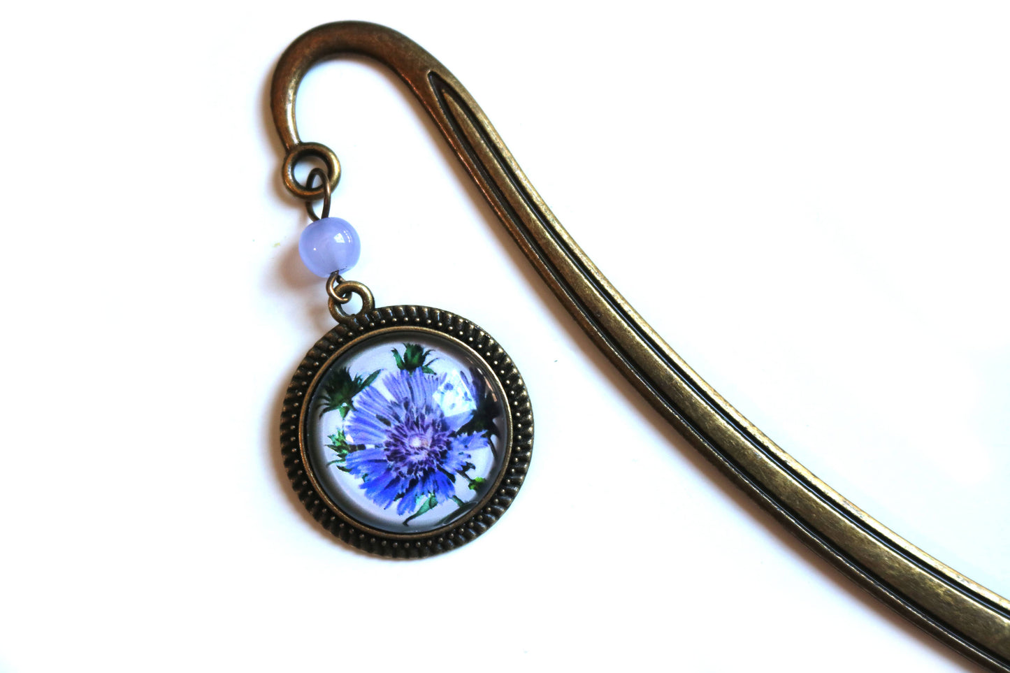 Purple Aster Flower Bookmark - Bronze