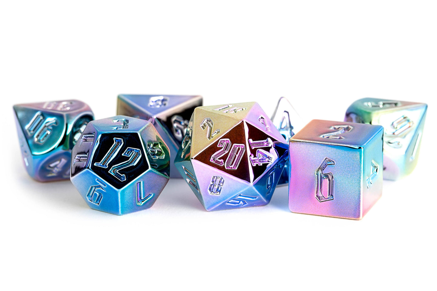 Dice Set - Rainbow Aegis - 7 Acrylic Aluminum-Plated Dice