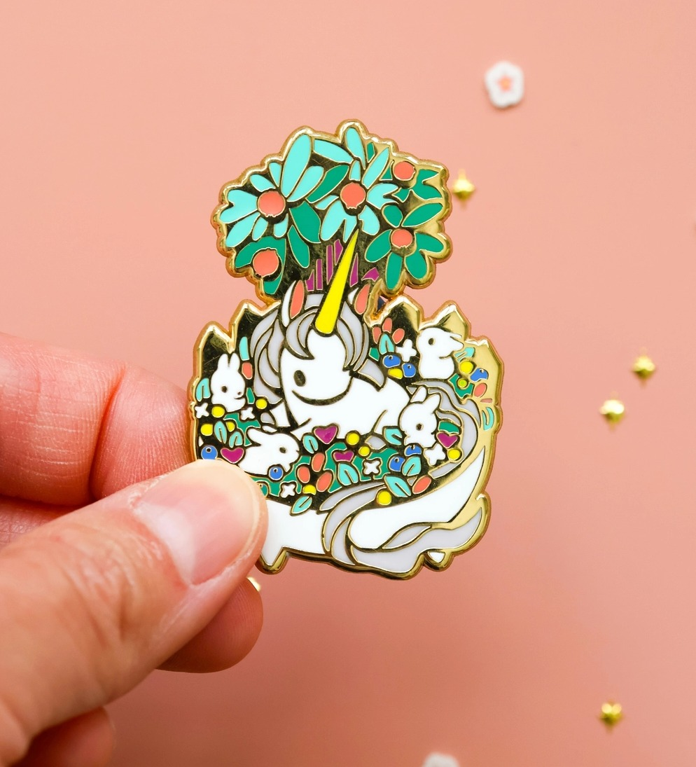 Unicorn Enamel Pin - Bonsai Garden - Mythical Creature