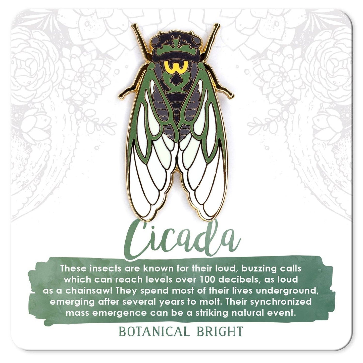 Cicada Enamel Pin - Gold Plated Nature Jewelry - Garden & Insect Brooch