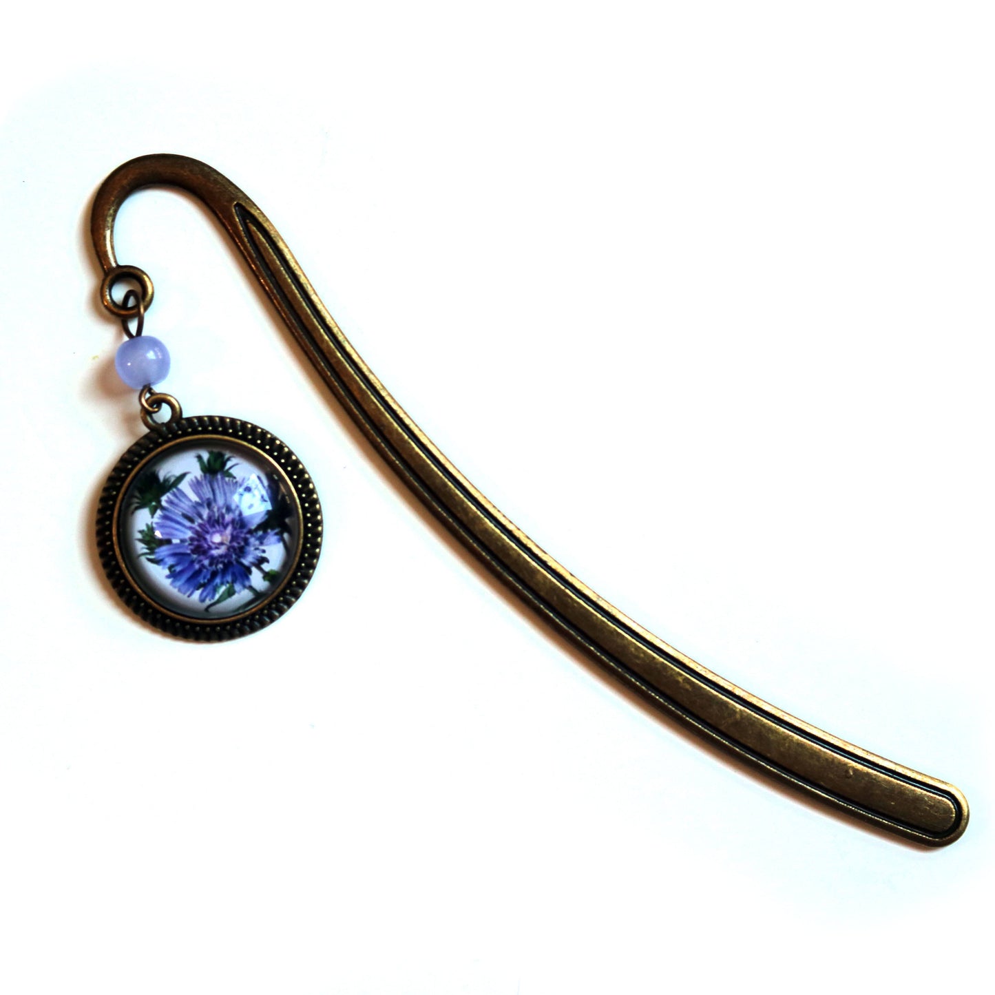 Purple Aster Flower Bookmark - Bronze