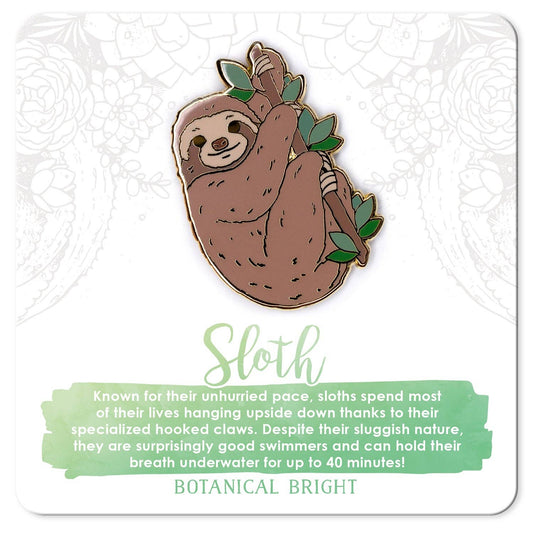 Sloth Animal Enamel Pin - Gold Plated Nature Jewelry - Wildlife Brooch