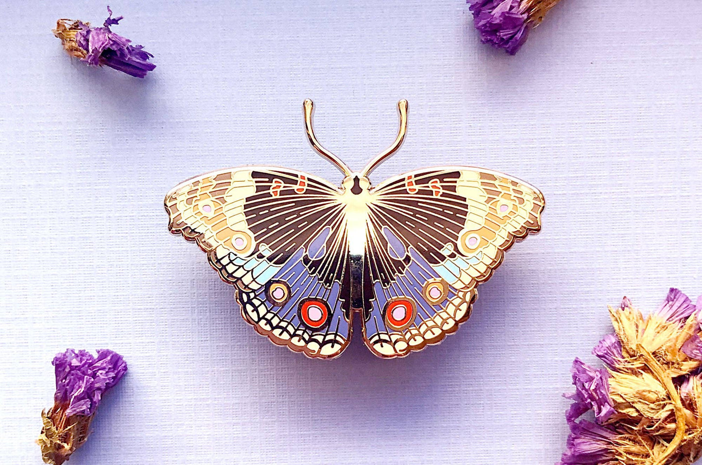 Blue Pansy Butterfly Enamel Pin