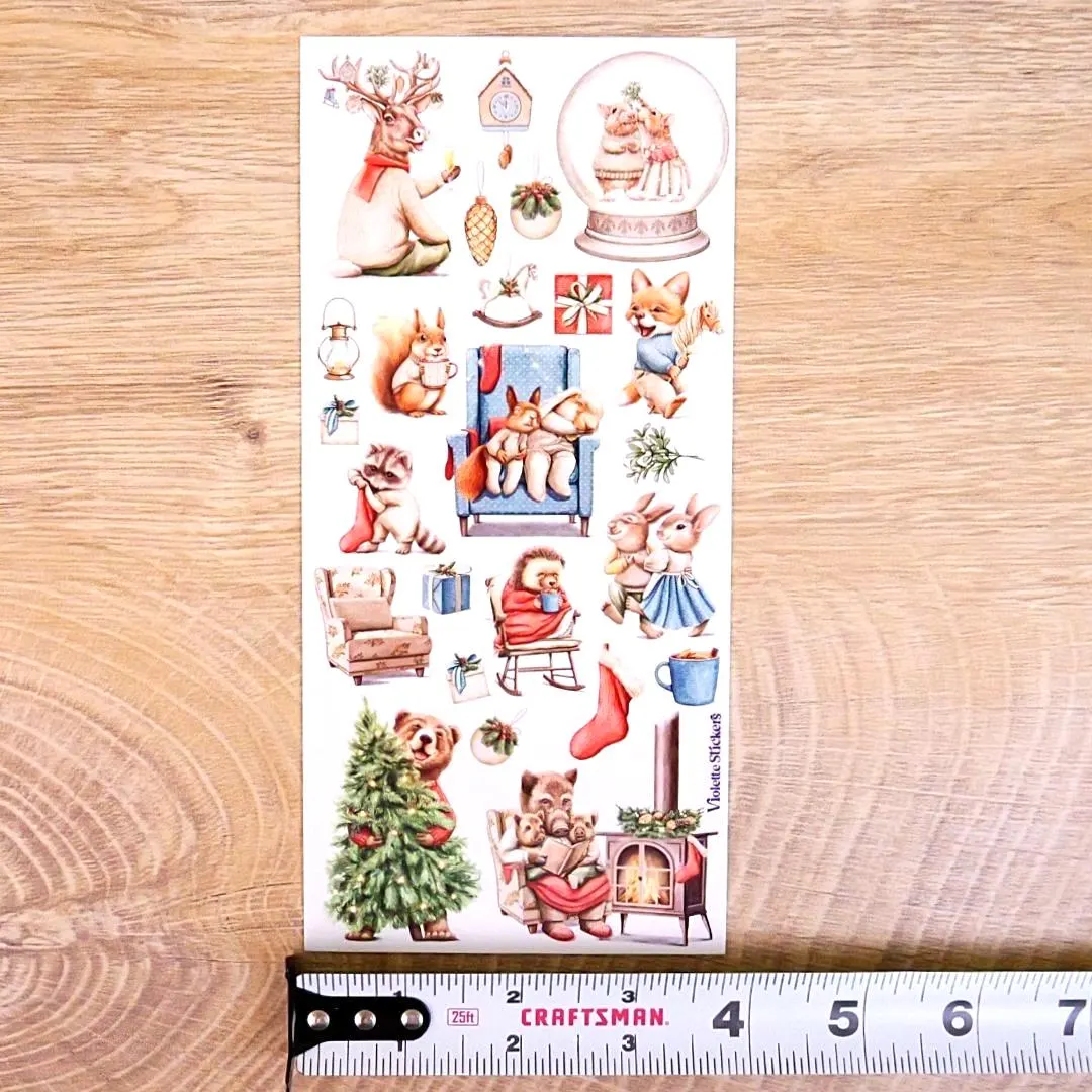 Christmas Cottage Animals Stickers - Cottagecore Holiday Sticker Sheet
