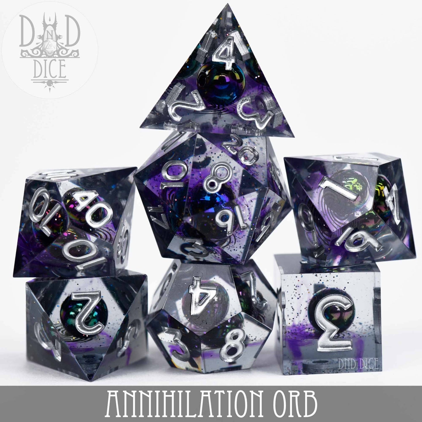 Dice Set - Annihilation Orb - Handmade - 7 Resin Dice