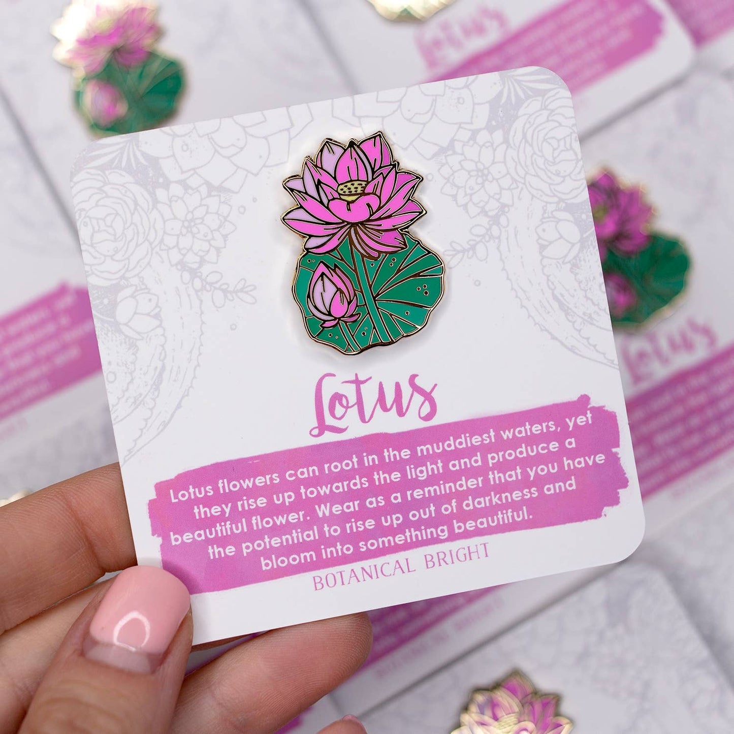 Lotus Flower Enamel Pin - Gold Plated Base
