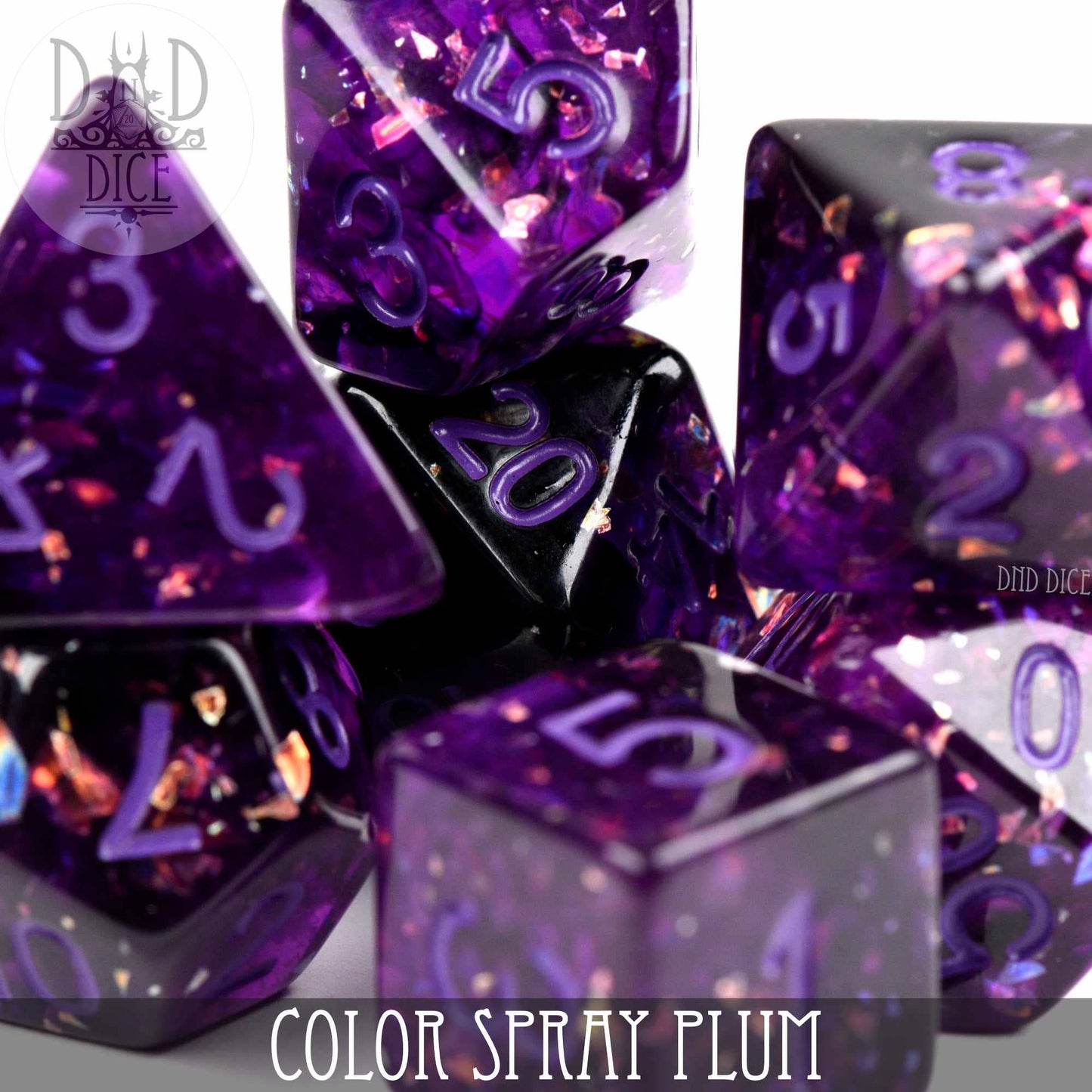 Dice Set - Color Spray Plum - 7 Resin Dice