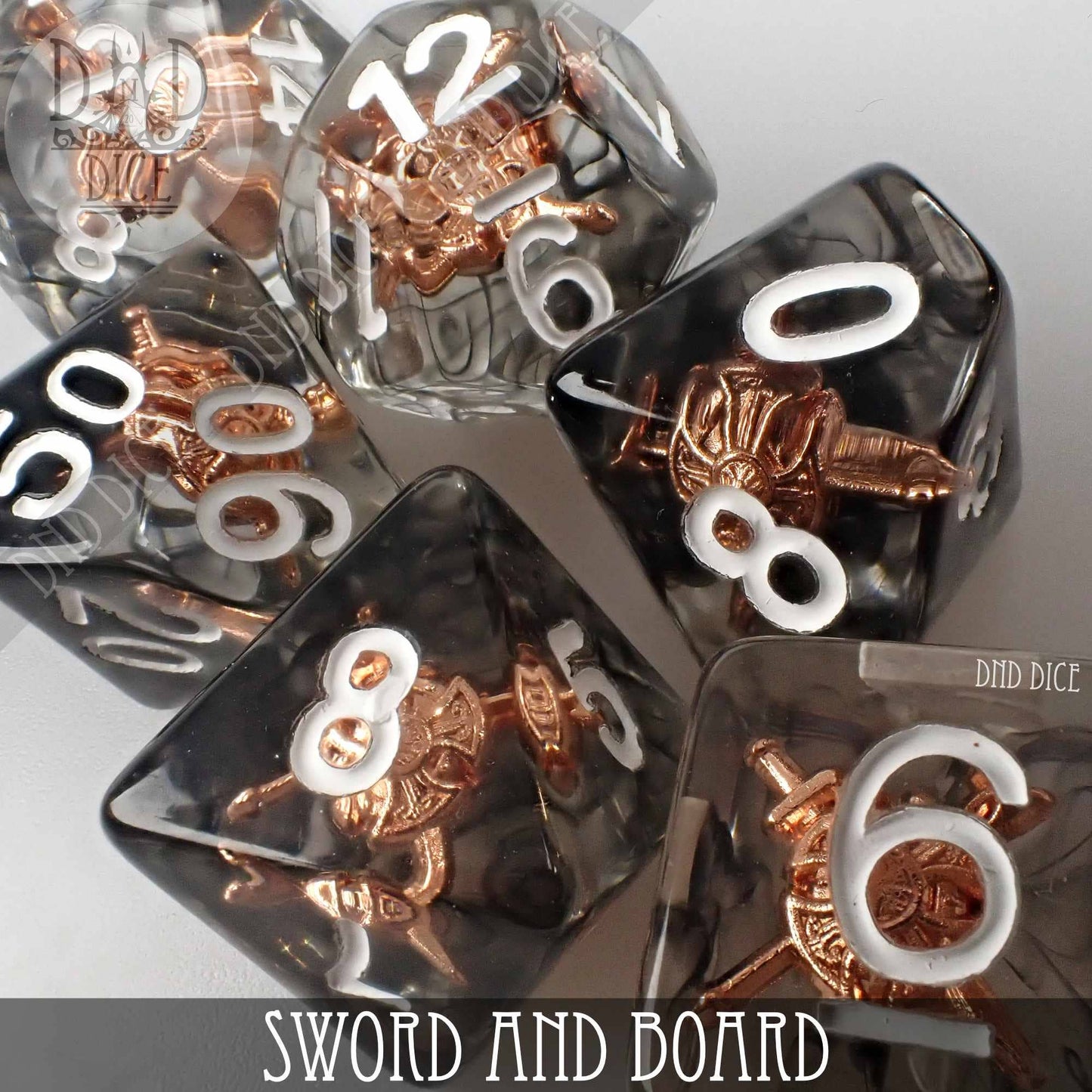 Dice Set - Sword and Board - 7 Resin Dice